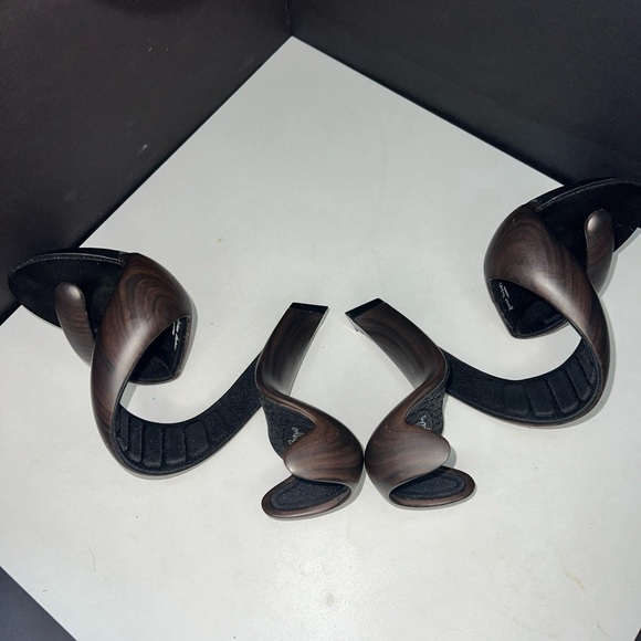 Julian Hakes London Mojito Oak/Black Open Toe Heels - Picture 9 of 11